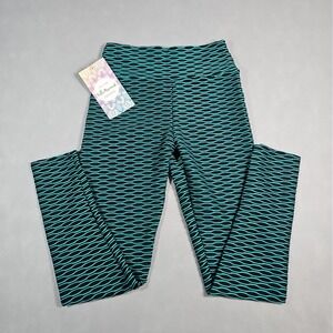 Bella Movement Womens Black Green Textured Slimming Leggings Size Medium NWT
